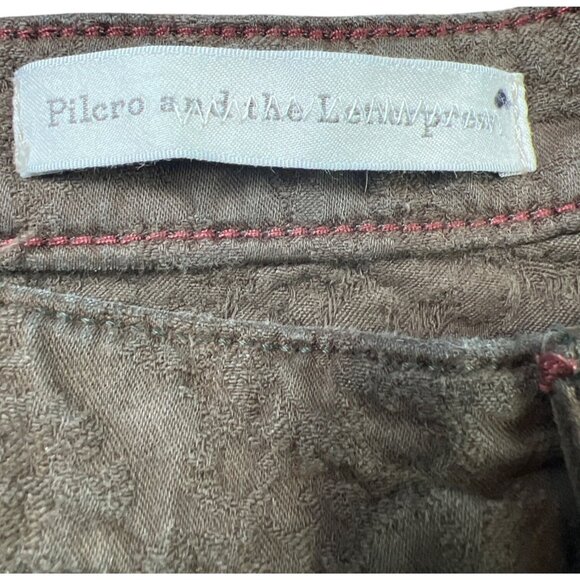 Pilcro & The Letterpress Serif Pants 32 Olive Jacquard Textured Floral coquette - Picture 6 of 10